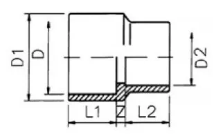 Redukcja PVC długa KW/KZ/KW wymiary